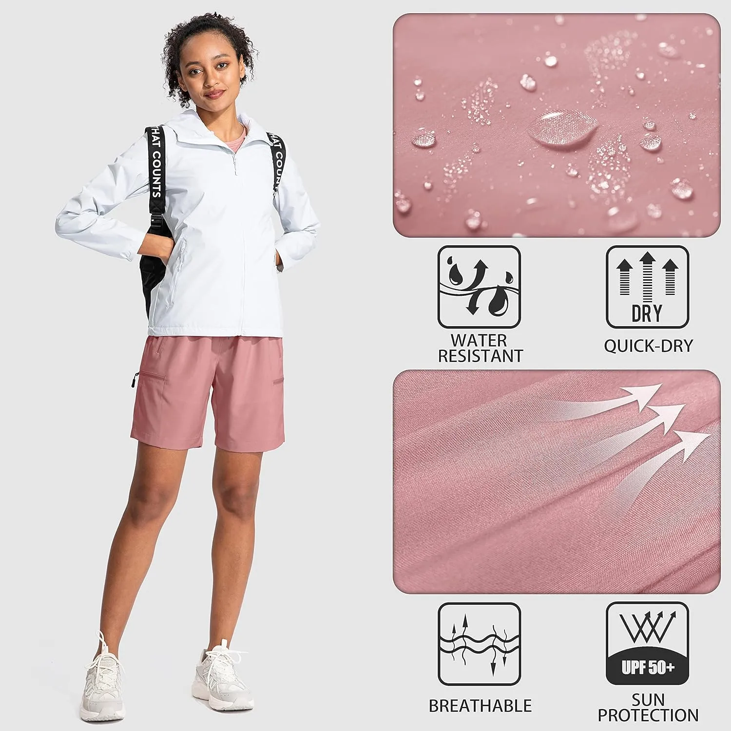 SANTINY Women's 5''/ 7''/9'' Hiking Cargo Shorts Quick Dry Lightweight Summer Shorts for Women Athletic Golf Zipper Pockets