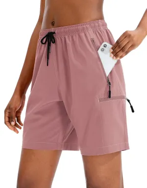 SANTINY Women's 5''/ 7''/9'' Hiking Cargo Shorts Quick Dry Lightweight Summer Shorts for Women Athletic Golf Zipper Pockets