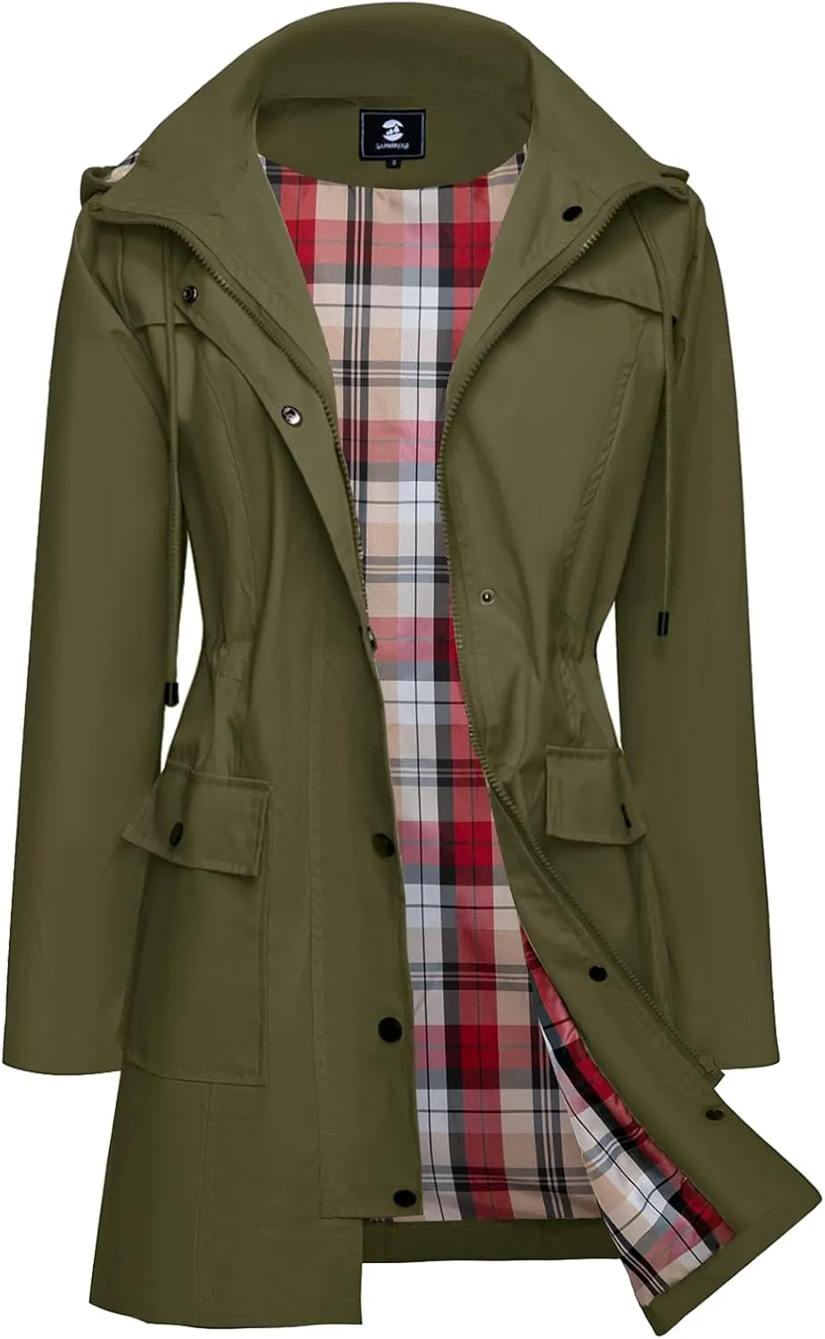 SaphiRose Women's Waterproof Rain Jacket Lightweight Raincoat Hooded Windbreaker Trench Coat