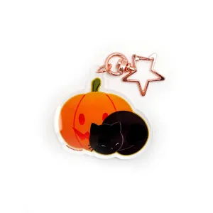 Sassy Kitties Pumpkin Patch Sleeping Acrylic Keychain