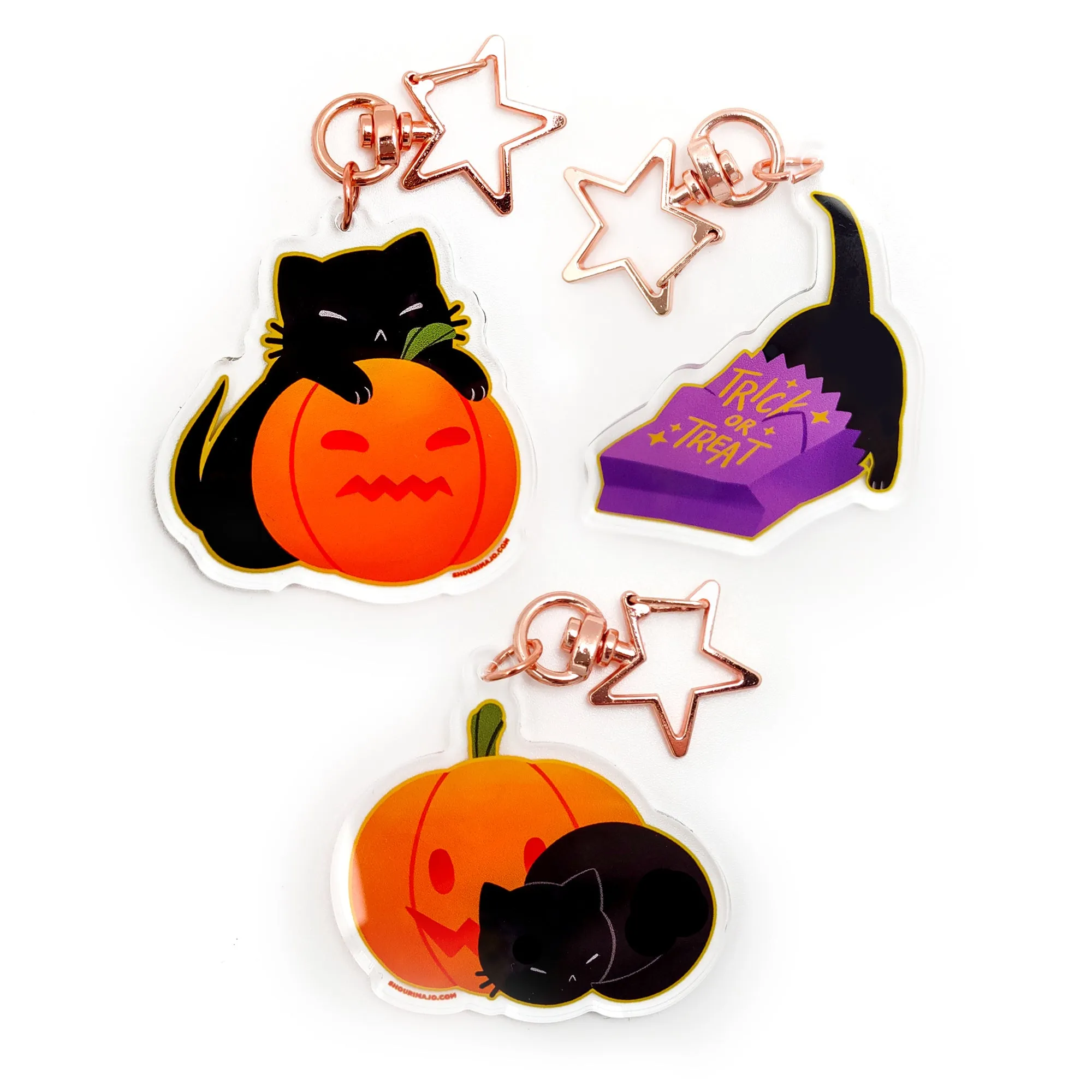 Sassy Kitties Pumpkin Patch Sleeping Acrylic Keychain