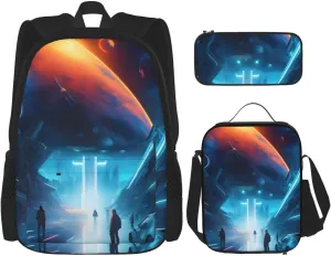Science Fiction Futurebackpack 3 Piece Set, Duffel Bag,* Casual Backpack, Girls Boys Backpack For Hiking, School