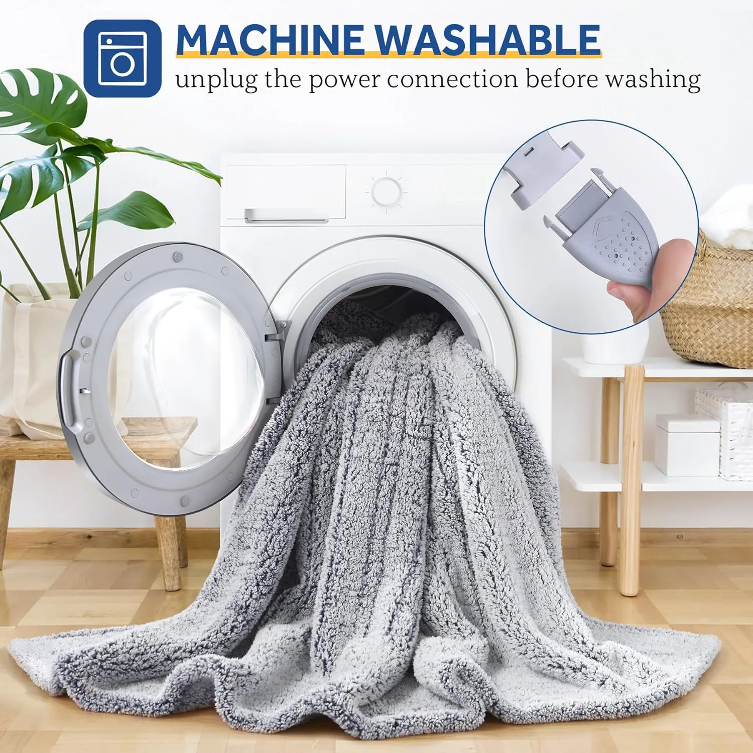 Sealy Electric Blanket Heated Throw 50"x60" Soft Double Sherpa Super Cozy with 6 Fast Heating Levels & 2-10 Hours Auto-Off, Over-Heat Protection, Machine Washable, Charcoal