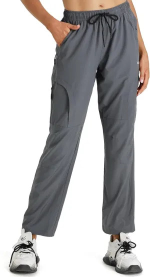 Seamaid Women's Hiking Pants Quick Dry Lightweight Water Resistant Cargo Pants with Zipper Pockets Travel Outdoor