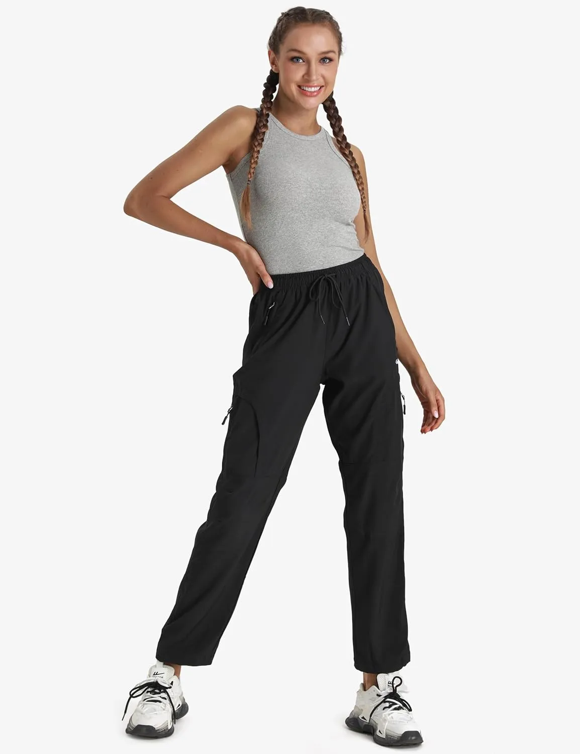 Seamaid Women's Hiking Pants Quick Dry Lightweight Water Resistant Cargo Pants with Zipper Pockets Travel Outdoor