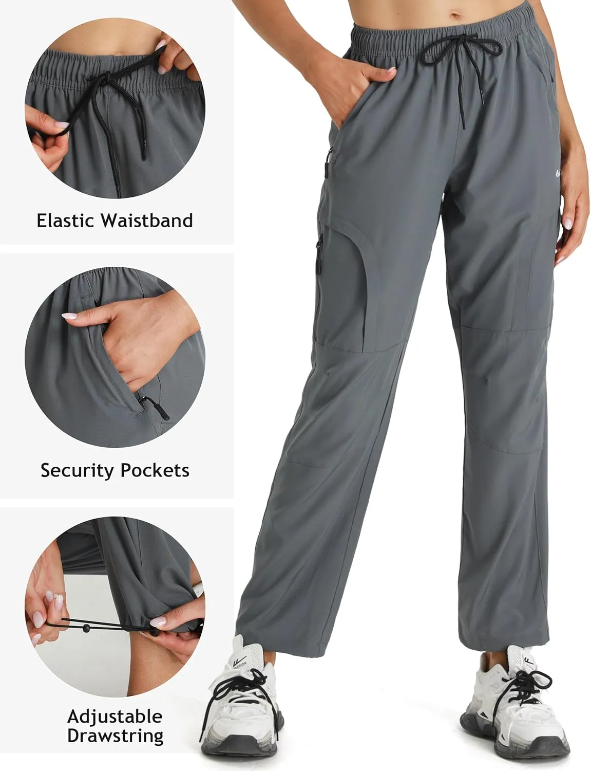 Seamaid Women's Hiking Pants Quick Dry Lightweight Water Resistant Cargo Pants with Zipper Pockets Travel Outdoor