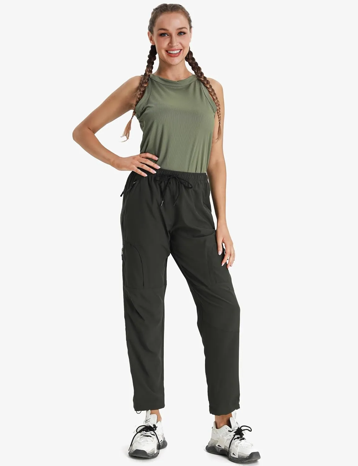 Seamaid Women's Hiking Pants Quick Dry Lightweight Water Resistant Cargo Pants with Zipper Pockets Travel Outdoor