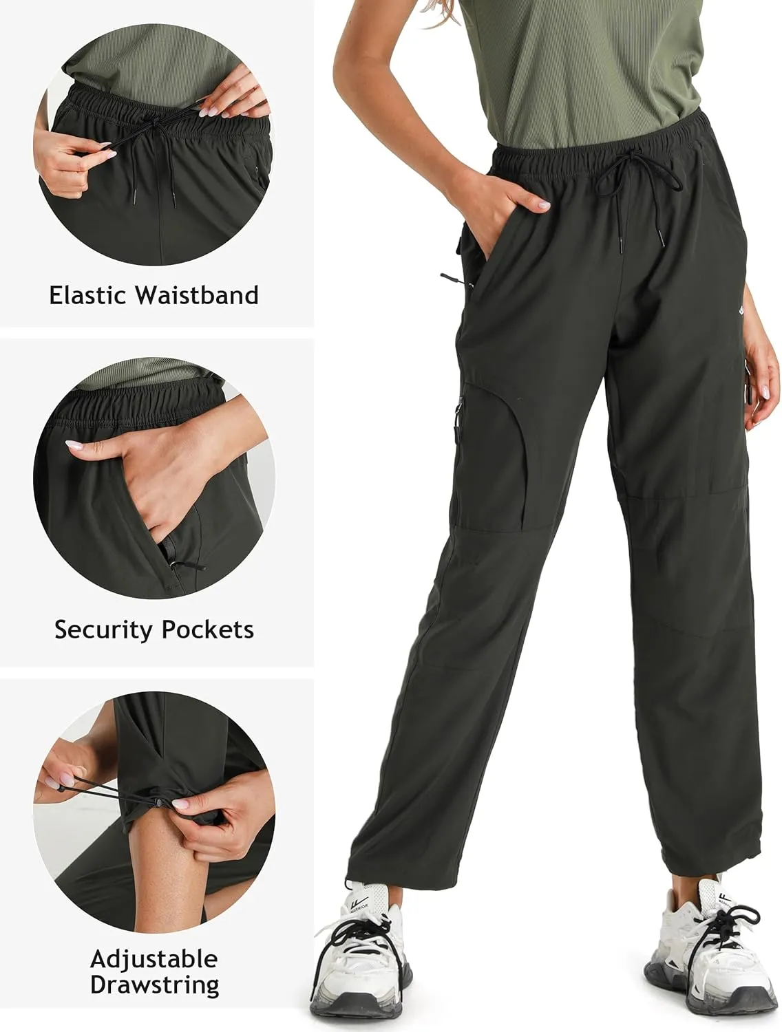 Seamaid Women's Hiking Pants Quick Dry Lightweight Water Resistant Cargo Pants with Zipper Pockets Travel Outdoor