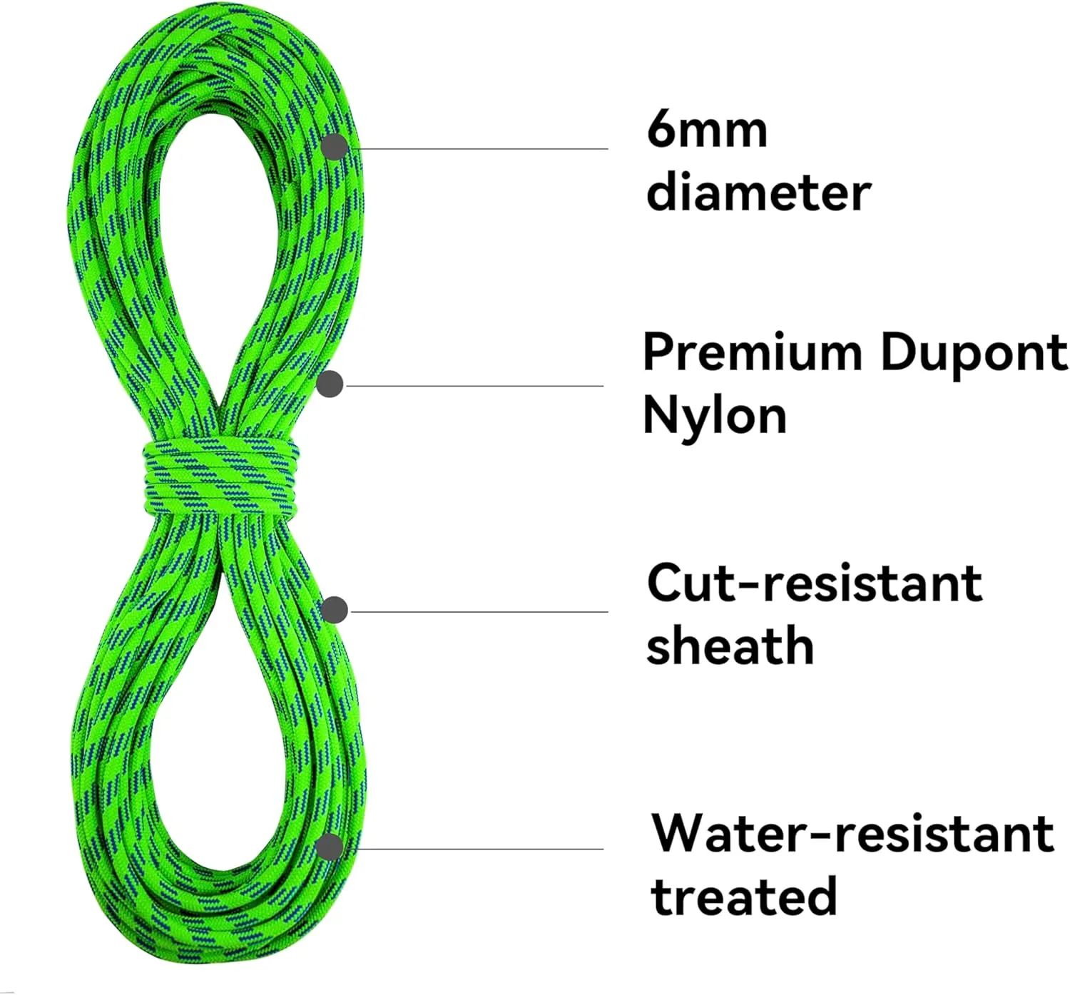 SEAMUS 6mm Prusik Accessory Cord 30M (100ft) Rock Climbing Rope High Tensile Strength Rock Climbing Accessories Cord Double Braid Nylon Cord for Mountain Tree Climbing, Canyoneering,Fire Rescue