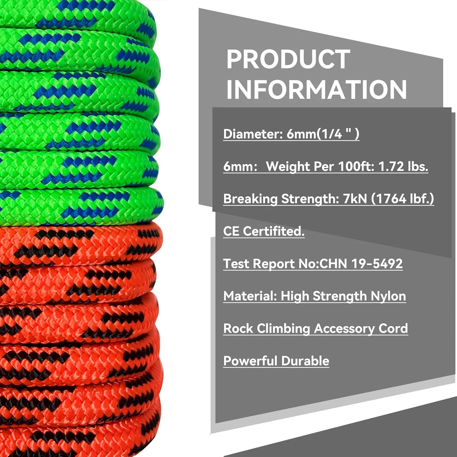 SEAMUS 6mm Prusik Accessory Cord 30M (100ft) Rock Climbing Rope High Tensile Strength Rock Climbing Accessories Cord Double Braid Nylon Cord for Mountain Tree Climbing, Canyoneering,Fire Rescue