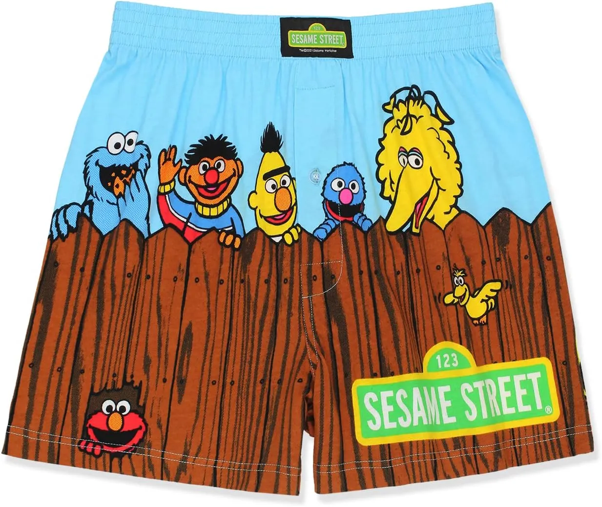 Sesame Street Men's Button Fly Boxer Lounge Shorts