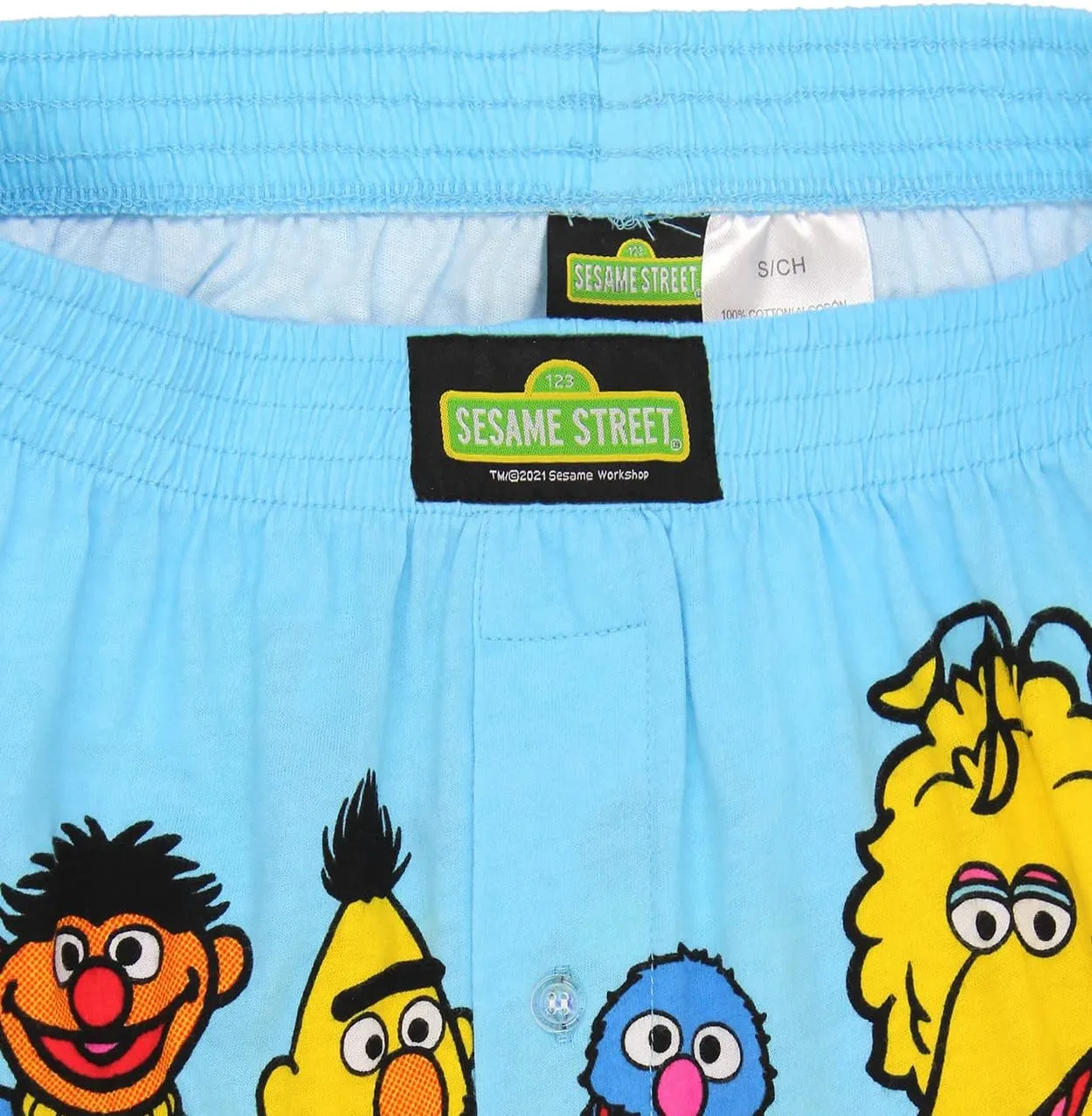 Sesame Street Men's Button Fly Boxer Lounge Shorts