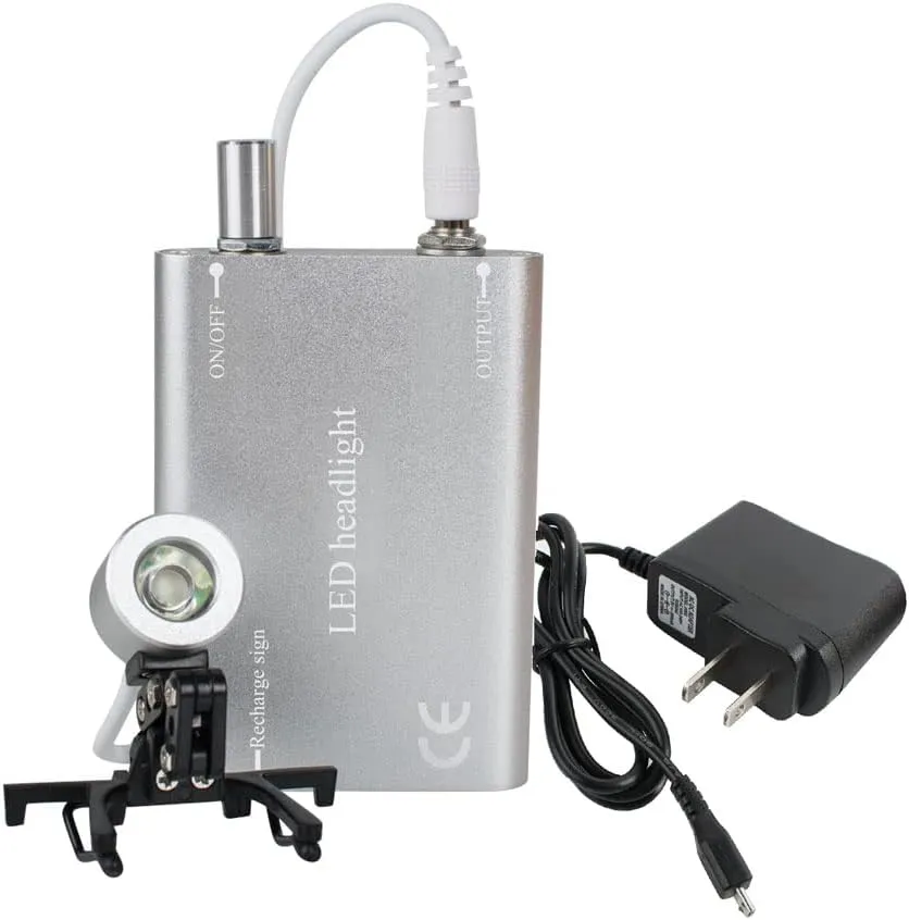 Silver LED Dental Head Light, Portable Head Lamp Headlight, Headlamp for Dental Surgical Medical Binocular Loupes