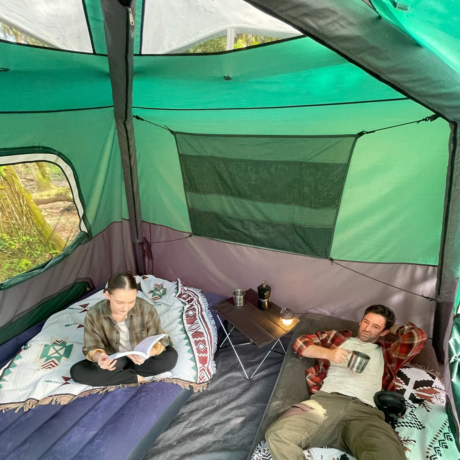Small-Sized 2 Step Cabin Tent   FREE Camping Tarp (Up To 4 Person)