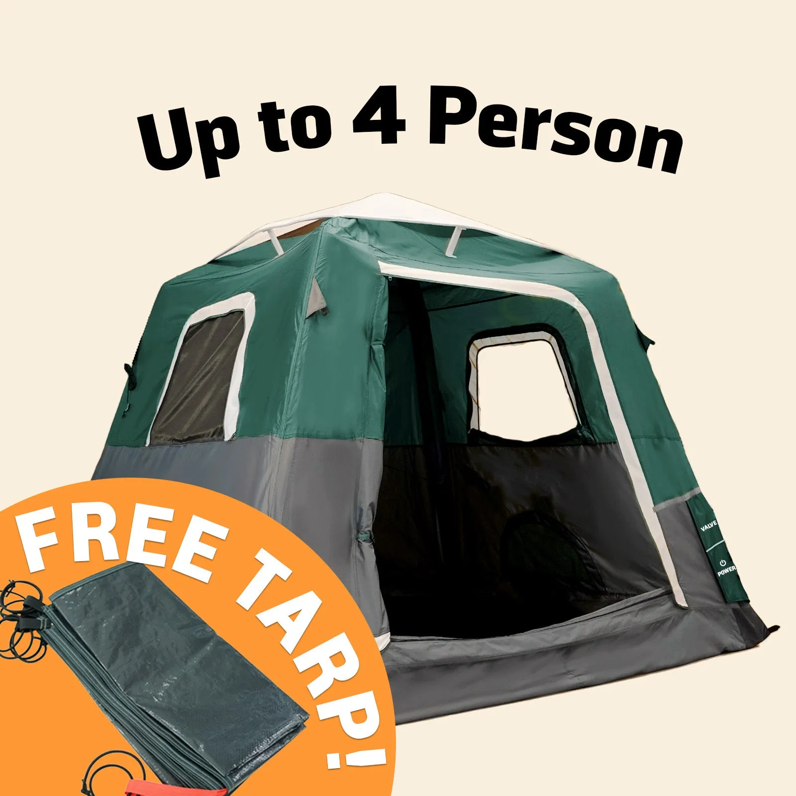 Small-Sized 2 Step Cabin Tent   FREE Camping Tarp (Up To 4 Person)