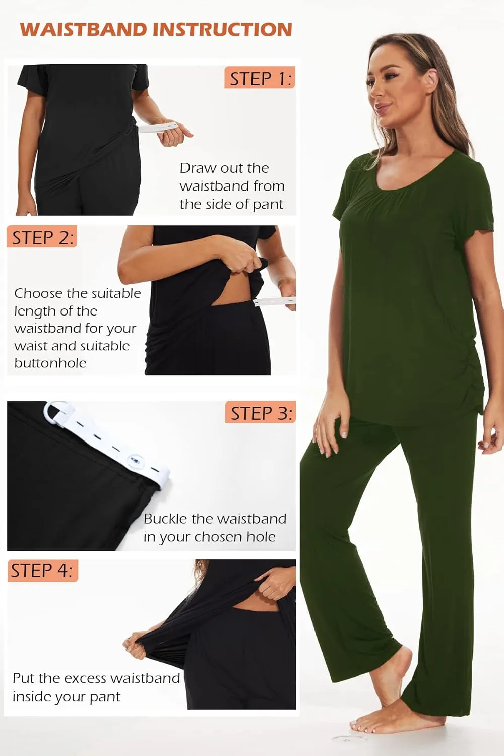 Smallshow Women's Maternity Postpartum Pajamas Ruched Short Sleeve Nursing Pjs