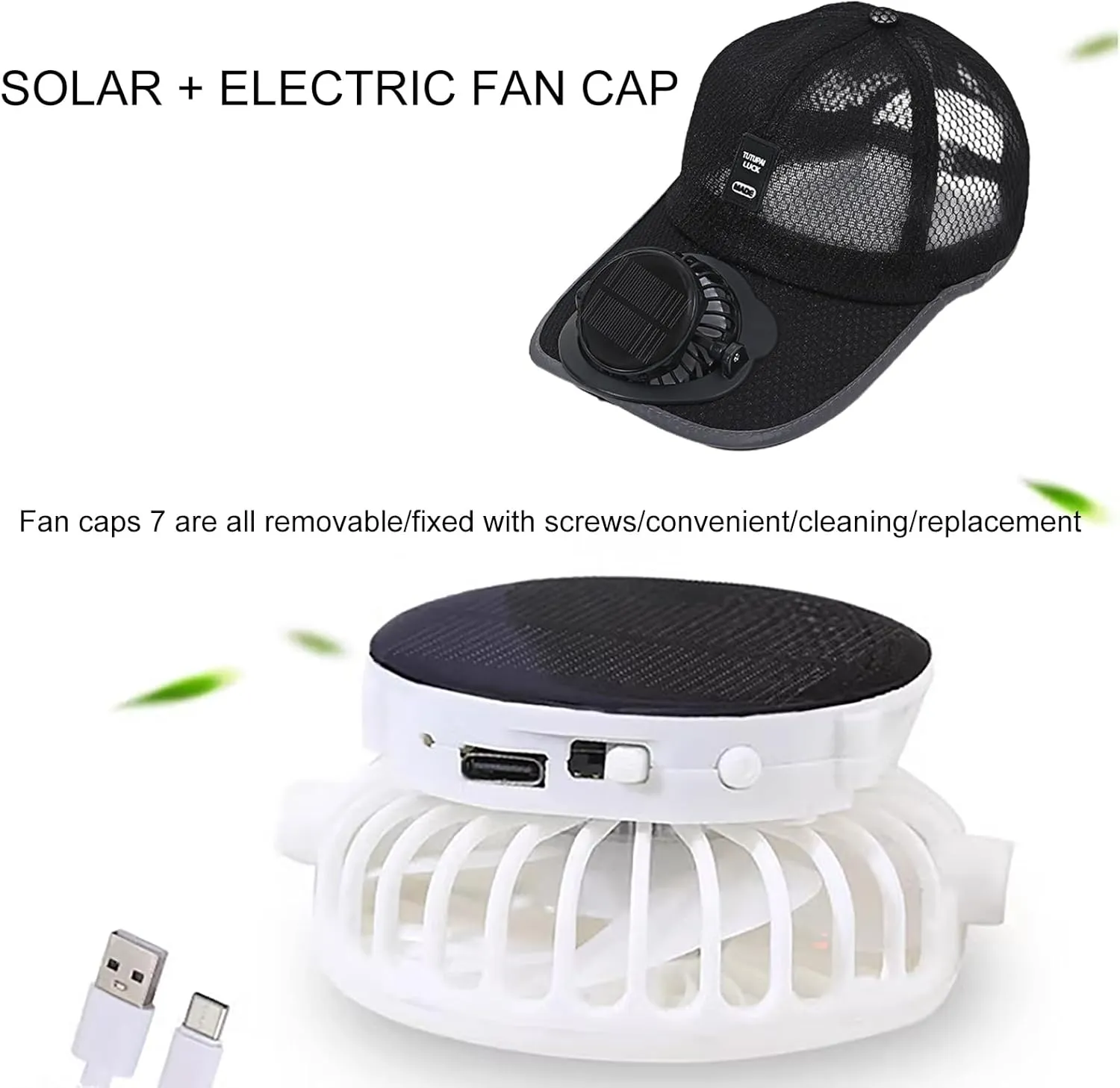 Solar Fan Hat - Solar Powered Fan Hat | Mens Baseball with Solar Fan | Outdoor Sports Baseball Caps Hats | Uv Block Sports