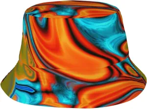 Southwest Hipster Turquoise Orange Swirls Bucket Hat for Men Women Fisherman Hat Packable Sun Cap Travel Beach Caps