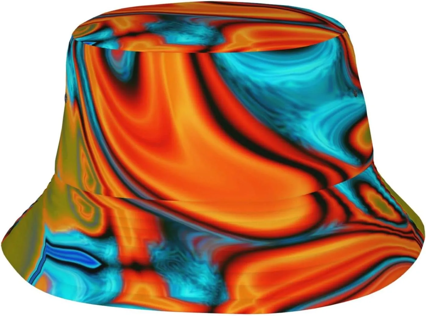 Southwest Hipster Turquoise Orange Swirls Bucket Hat for Men Women Fisherman Hat Packable Sun Cap Travel Beach Caps