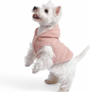 Spark Paws Teddy Dog Sweater - Sherpa Hooded Vest with Warm Fleece Lining, Winter Coat Suitable for Small Medium Large XL XXL Breeds - Pink - M