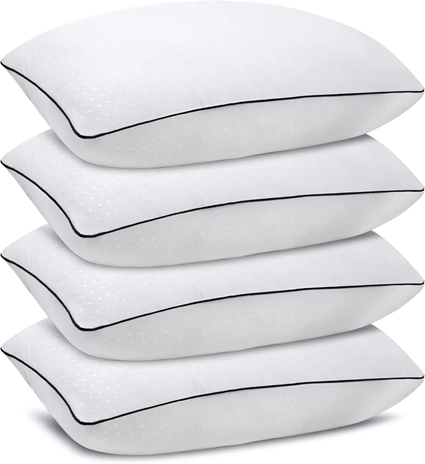 Standard Size Bed Pillows for Sleeping 4 Pack,Luxury Hotel Pillows,Comfortable and Supportive,Machine Washable,Suitable for Stomach,Back and Side Sleepers.