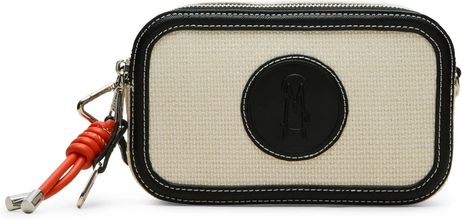 Steve Madden Derrick Double Zip Crossbody, Black/White