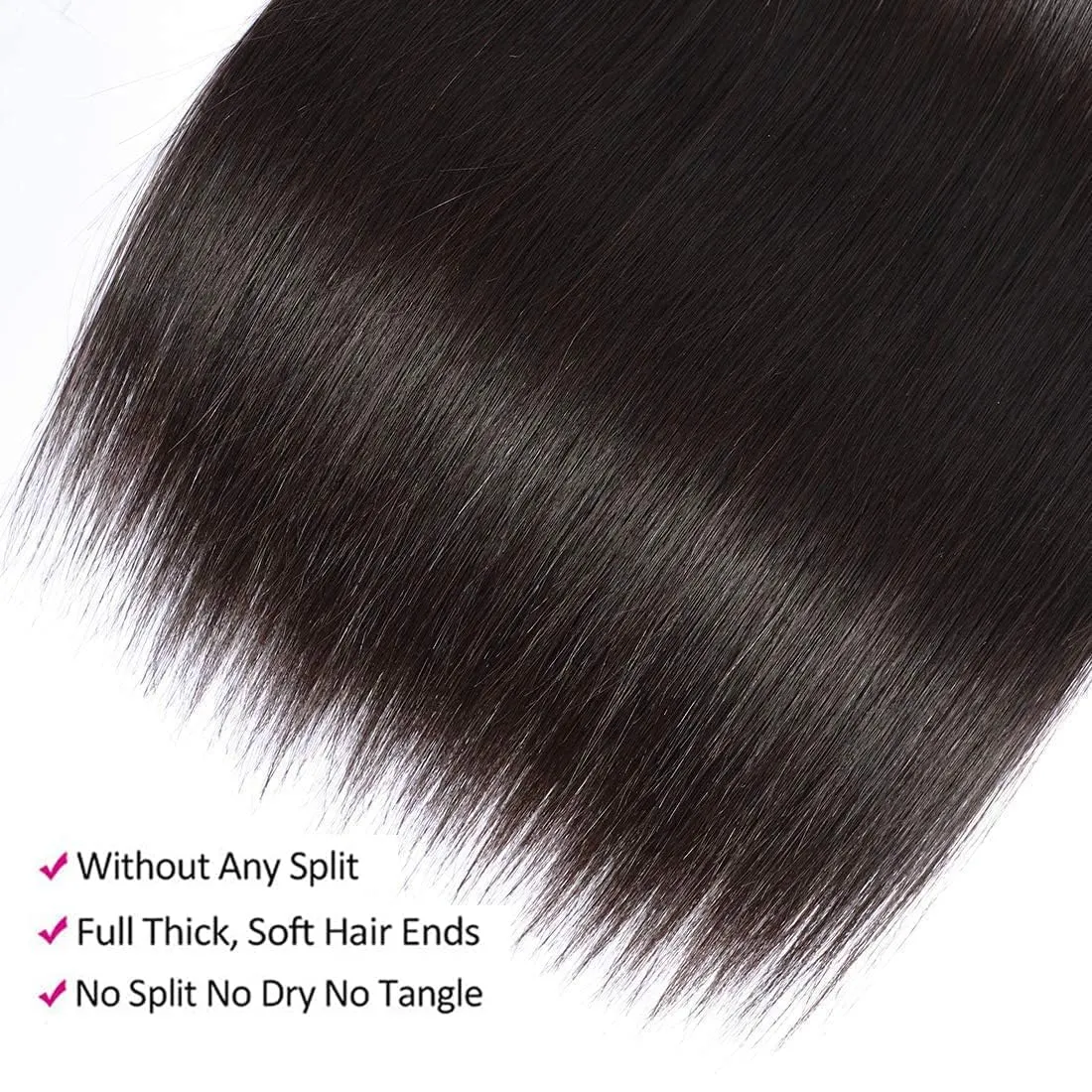 Straight Bundles 14 Inch 1 Bundle Human Hair 100% Unprocessed Brazilian Virgin Human Hair Extensions Double Weft No Split Bundle Natural Color Full And Thick(14 inch)