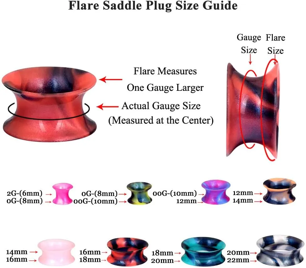 Stuppendux 24PCS Silicone Flexible Ear Tunnels Gauges Plugs Stretchers Expander Double Flared Flesh Tunnels Ear Piercing Jewelry