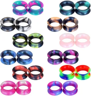 Stuppendux 24PCS Silicone Flexible Ear Tunnels Gauges Plugs Stretchers Expander Double Flared Flesh Tunnels Ear Piercing Jewelry