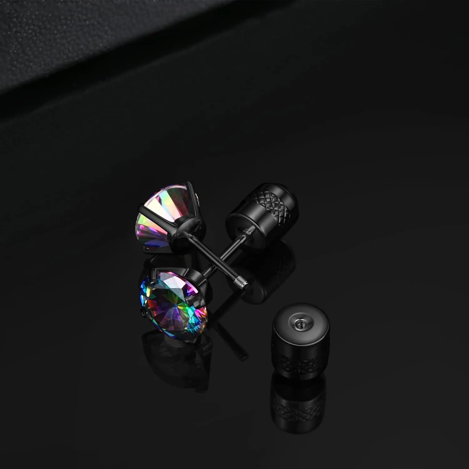 Subiceto Hypoallergenic G23 Implant Grade Titanium Screw Back Earrings 20G Pure Titanium Post for Sensitive Ears 5A Cubic Zirconia Titanium Earring Studs for Women Men Double Side Earrings Piercing Sleeper Studs Jewelry