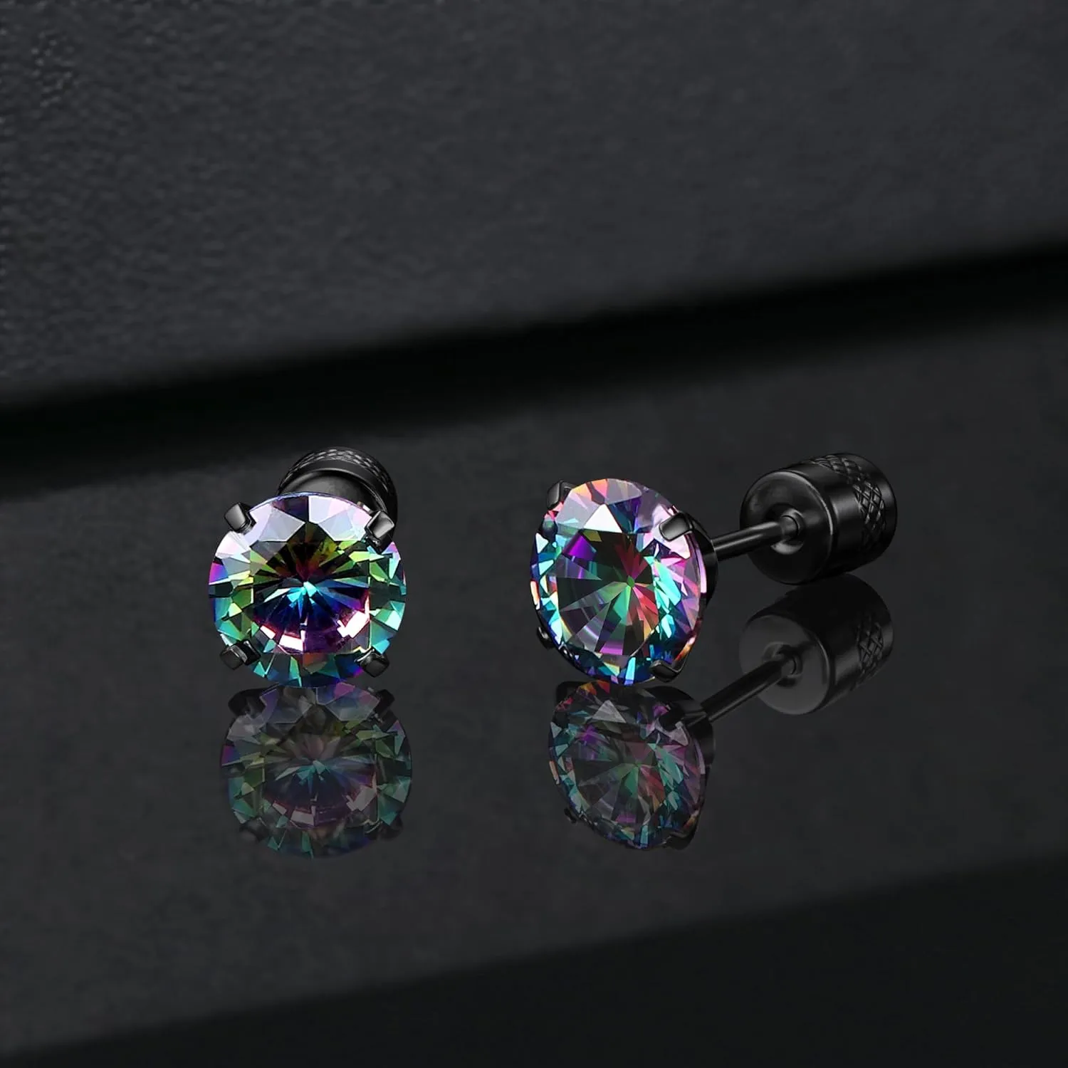 Subiceto Hypoallergenic G23 Implant Grade Titanium Screw Back Earrings 20G Pure Titanium Post for Sensitive Ears 5A Cubic Zirconia Titanium Earring Studs for Women Men Double Side Earrings Piercing Sleeper Studs Jewelry
