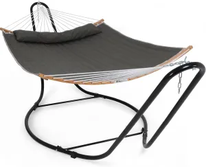 SUNCREAT Double Hammock with Curved Spreader Bar, Hammock with Stand Included 2 Person, Patent Pending, Dark Gray
