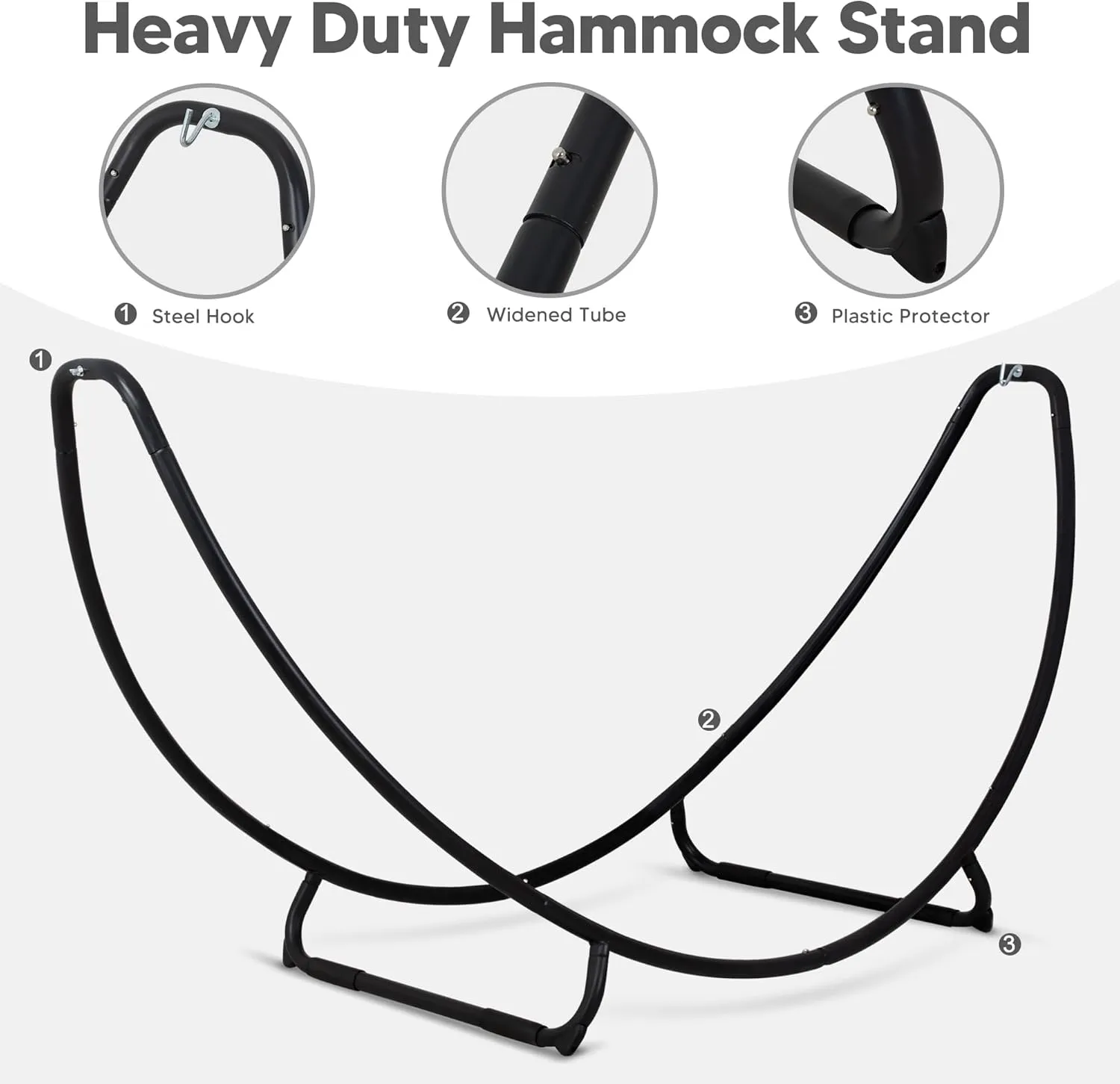 SUNCREAT Portable Large Hammock with Stand, Two Person Hammock with Stand Included, Patent Pending, Light Gray