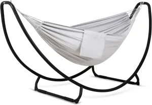 SUNCREAT Portable Large Hammock with Stand, Two Person Hammock with Stand Included, Patent Pending, Light Gray