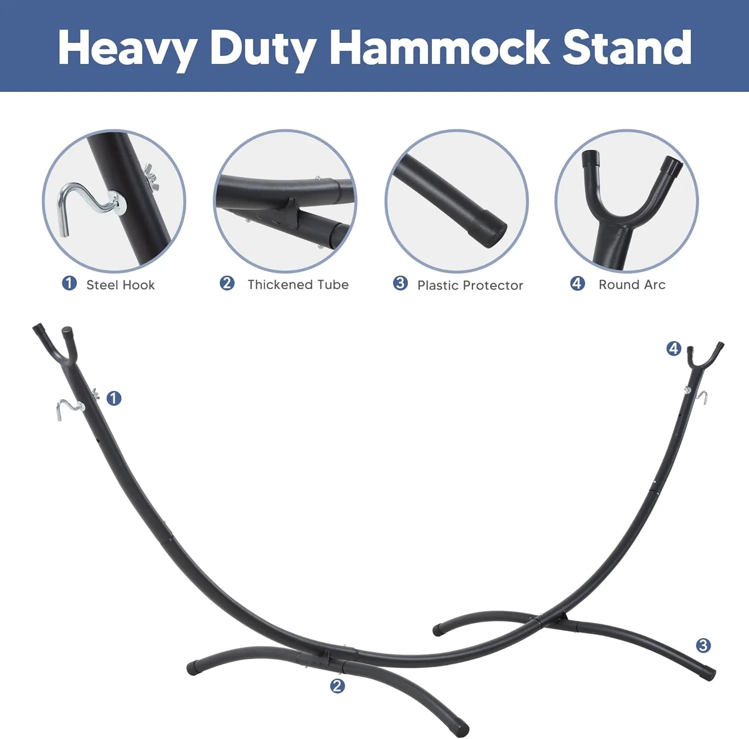 SUNCREAT Portable Outdoor Hammock with Stand Included, Double Hammock with Stand for Outside, Blue & Green Stripes