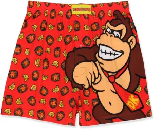 Super Mario Brothers Men's Button Fly Boxer Lounge Shorts