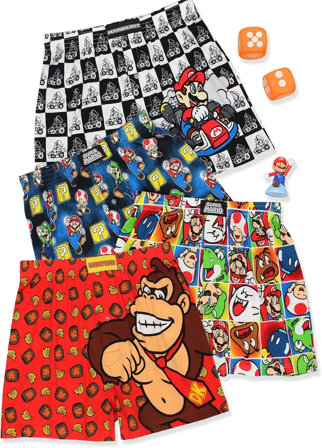 Super Mario Brothers Men's Button Fly Boxer Lounge Shorts