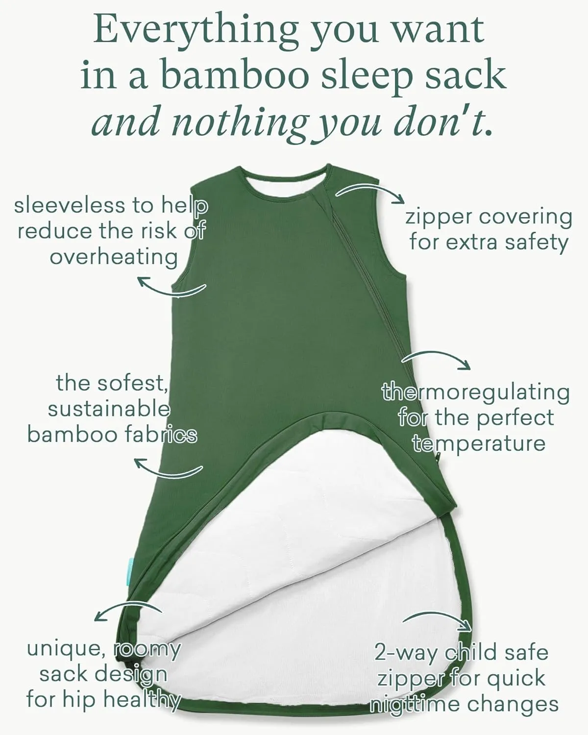 Supersoft Sleep Sack 1.0 TOG, Premium Bamboo Viscose Baby Sleeping Bag 2-Way Zipper Sleep Sack Baby Wearable Blanket