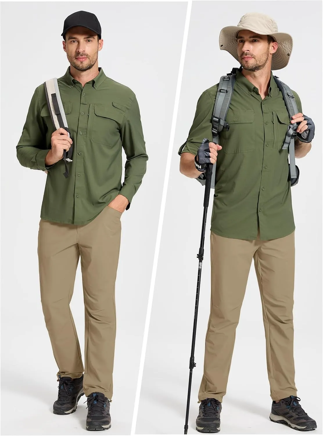TACVASEN Men's Hiking Pants Lightweight Quick Dry Ripstop Water Resistant Stretchy Work Pants for Climbing Travel Casual