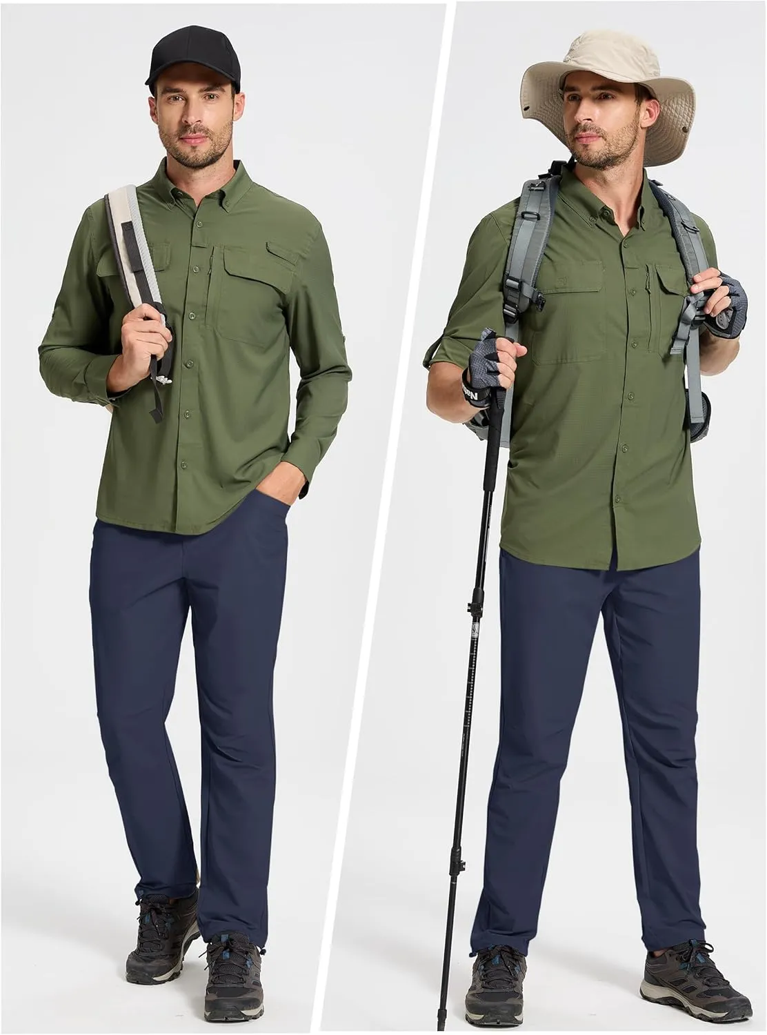TACVASEN Men's Hiking Pants Lightweight Quick Dry Ripstop Water Resistant Stretchy Work Pants for Climbing Travel Casual