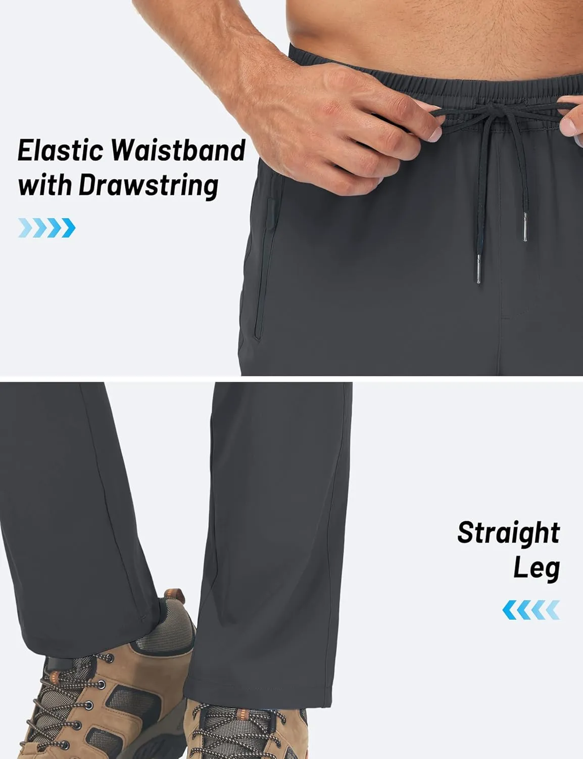 TACVASEN Mens Lighweight Hiking Pants Athletic Casual Quick Dry Stretch Water Resistant Joggers with Pockets Workout Gym