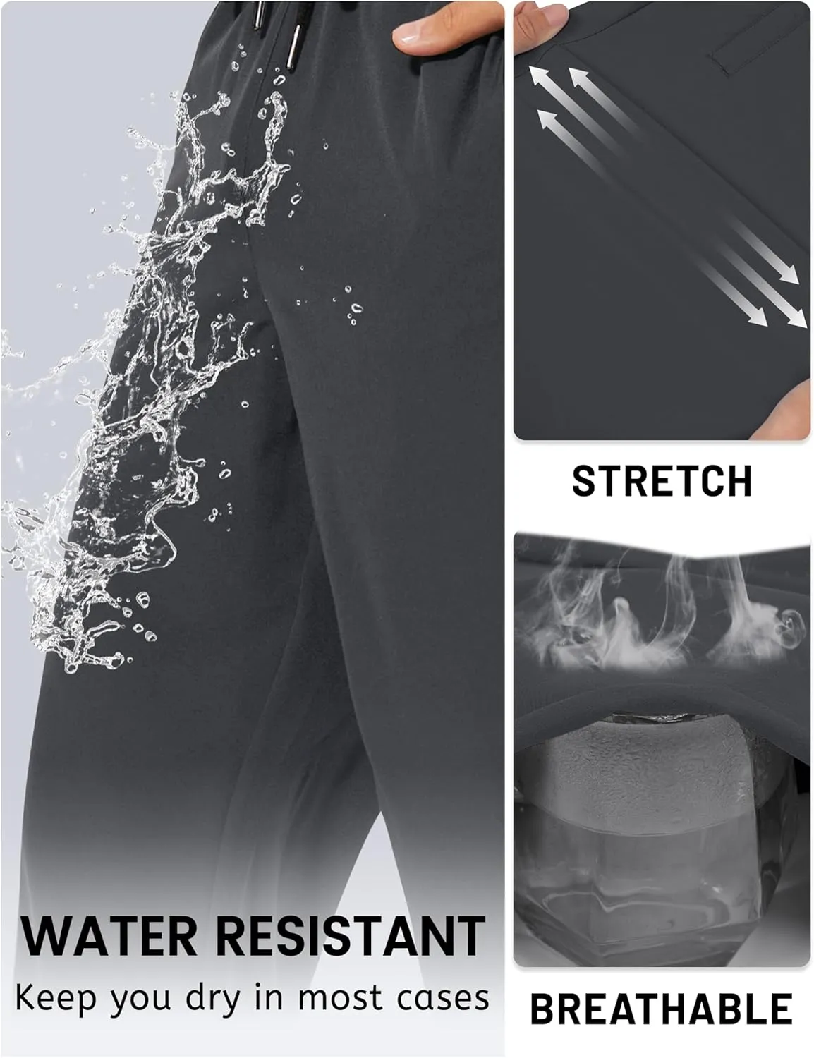 TACVASEN Mens Lighweight Hiking Pants Athletic Casual Quick Dry Stretch Water Resistant Joggers with Pockets Workout Gym