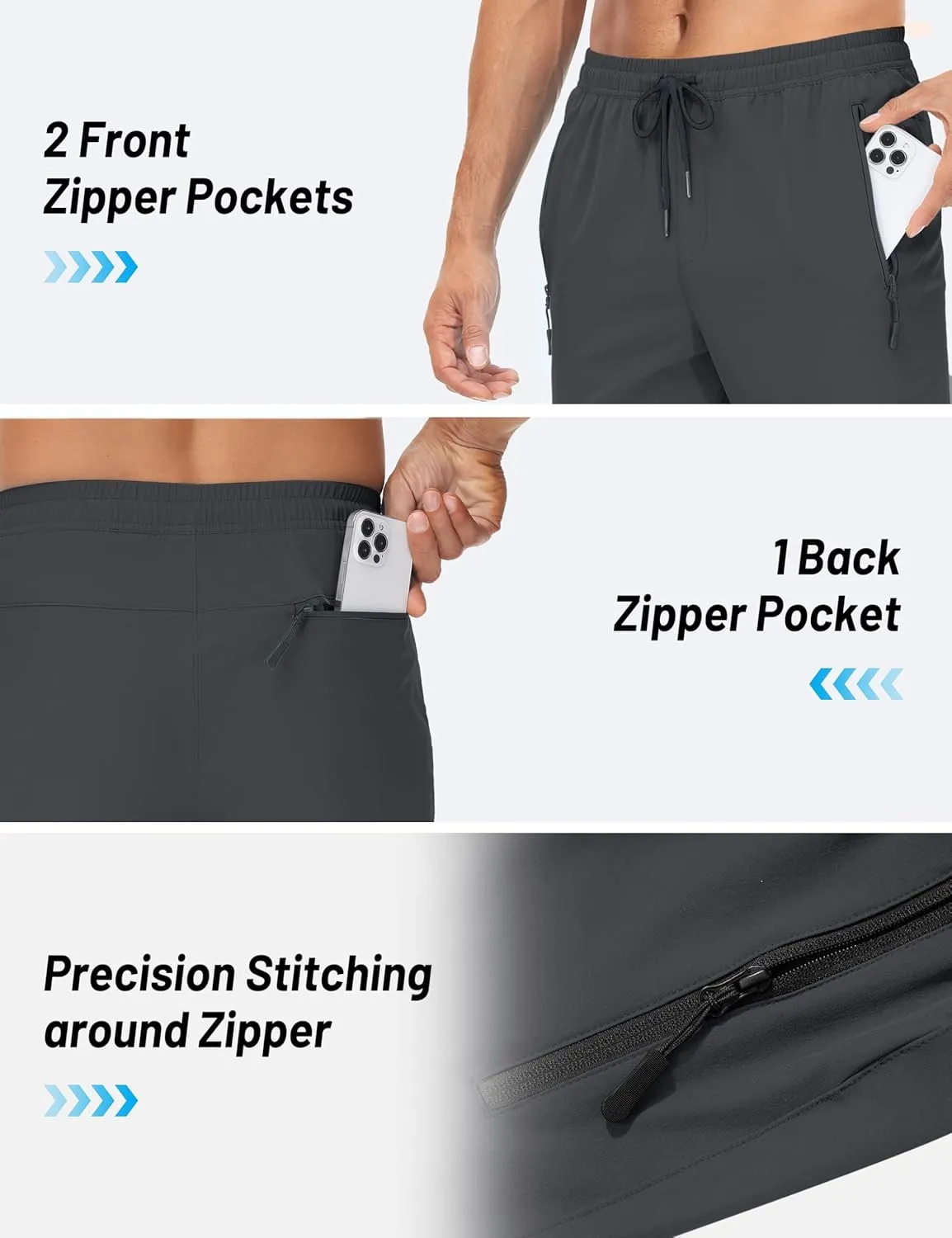 TACVASEN Mens Lighweight Hiking Pants Athletic Casual Quick Dry Stretch Water Resistant Joggers with Pockets Workout Gym