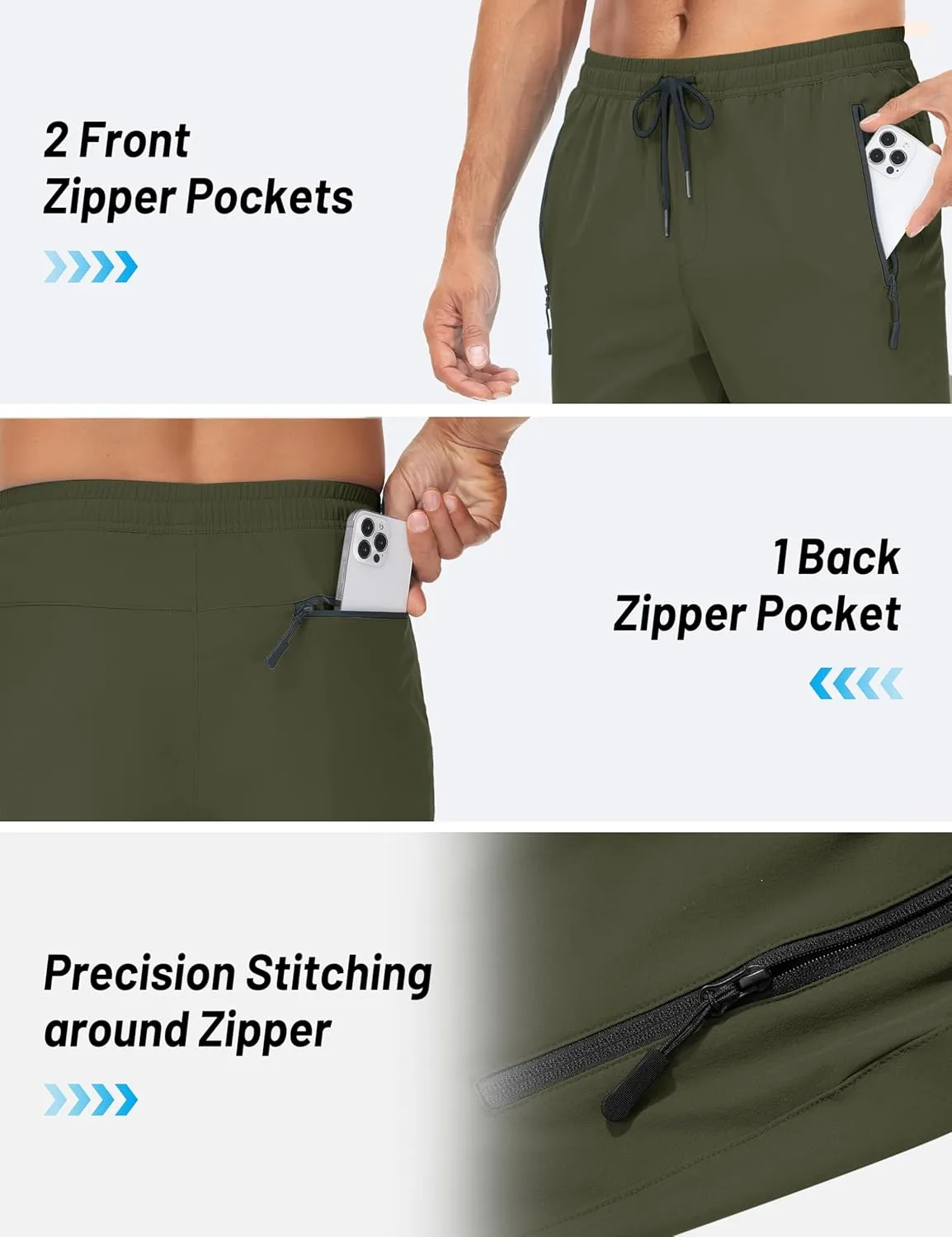 TACVASEN Mens Lighweight Hiking Pants Athletic Casual Quick Dry Stretch Water Resistant Joggers with Pockets Workout Gym