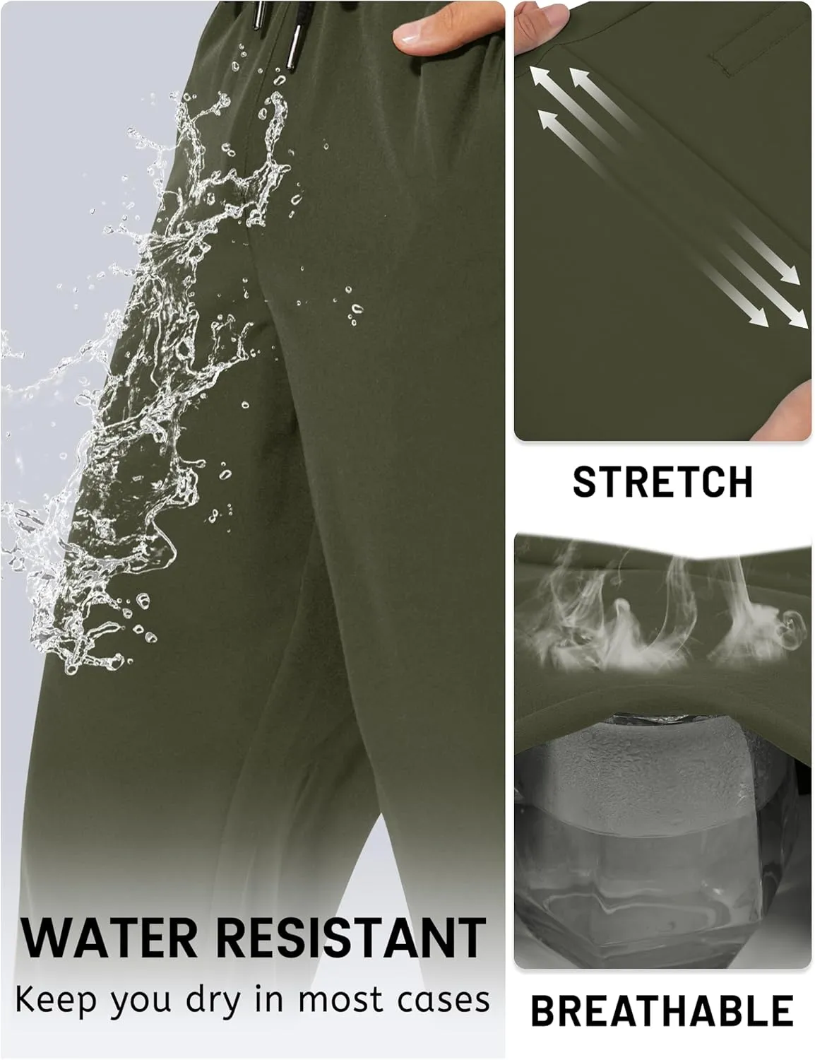 TACVASEN Mens Lighweight Hiking Pants Athletic Casual Quick Dry Stretch Water Resistant Joggers with Pockets Workout Gym