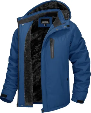 TACVASEN Men's Ski Snowboard Jacket Warm Winter Windproof Hiking Fishing Travel Fleece Lined Jacket Hooded with Pockets