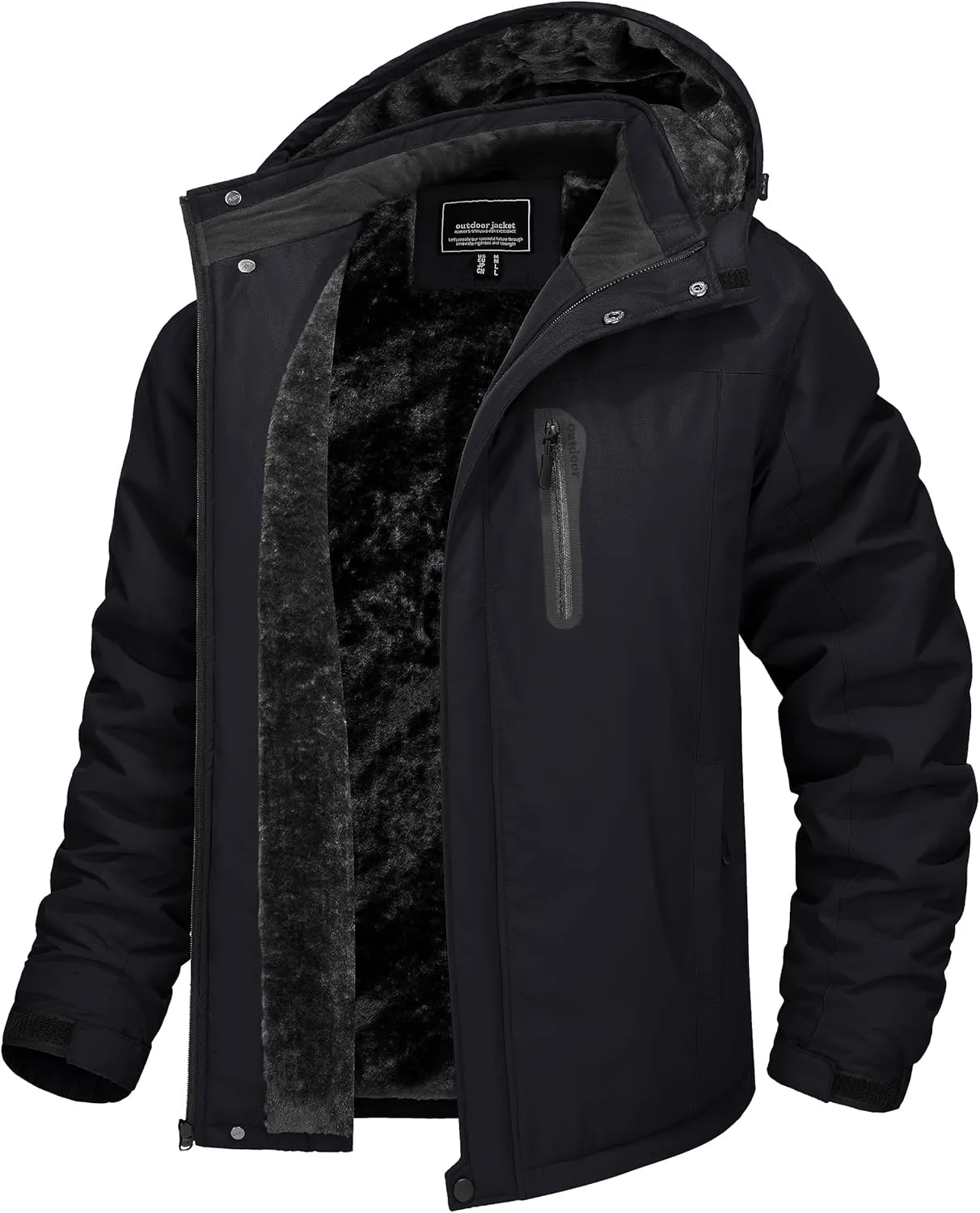 TACVASEN Men's Ski Snowboard Jacket Warm Winter Windproof Hiking Fishing Travel Fleece Lined Jacket Hooded with Pockets