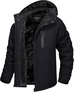 TACVASEN Men's Ski Snowboard Jacket Warm Winter Windproof Hiking Fishing Travel Fleece Lined Jacket Hooded with Pockets