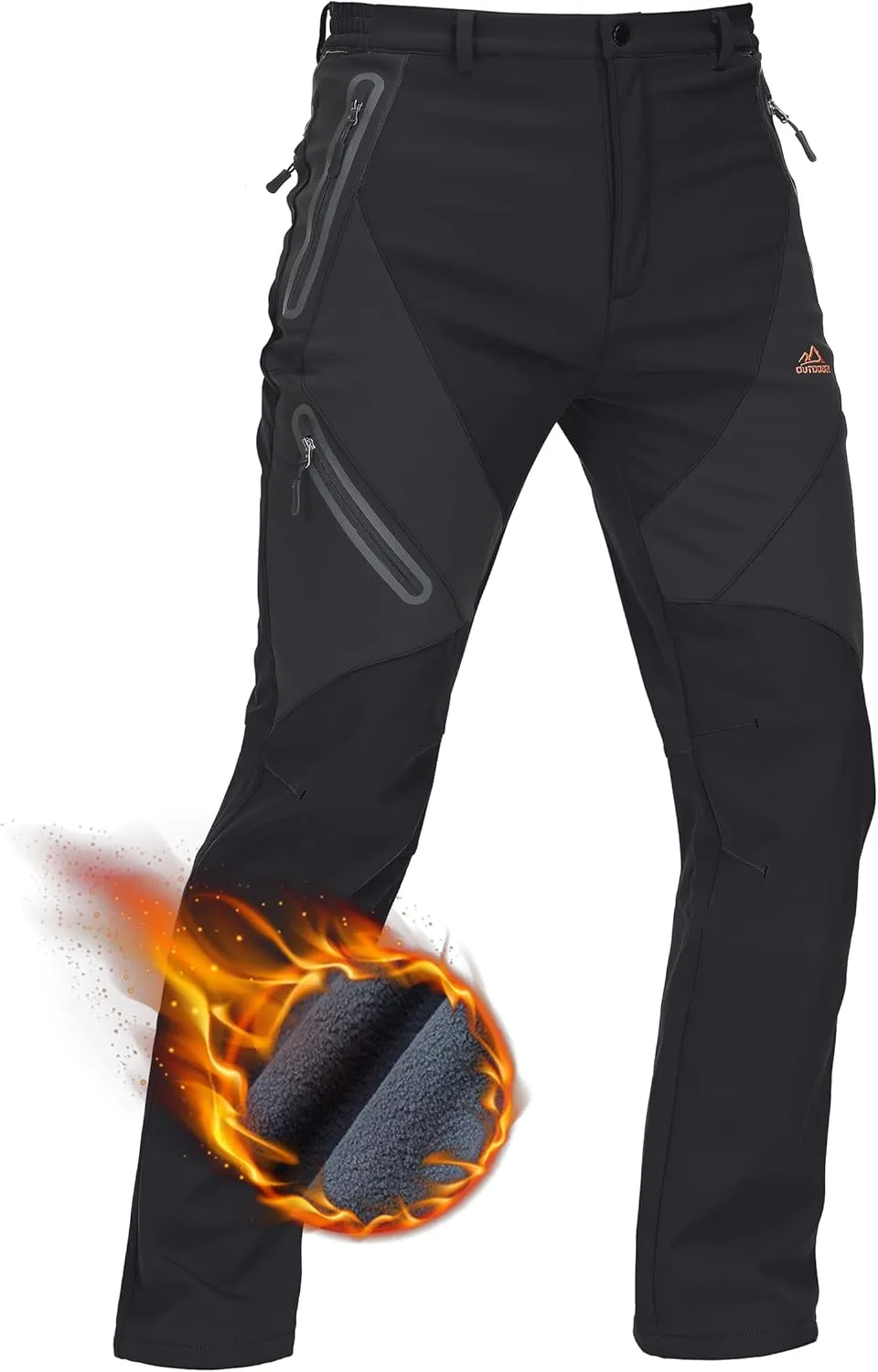 TACVASEN Men's Skiing Snow Pants Fleece Lined Waterproof Winter Insulated Hiking Pant for Outdoor Work Hunting Cargo