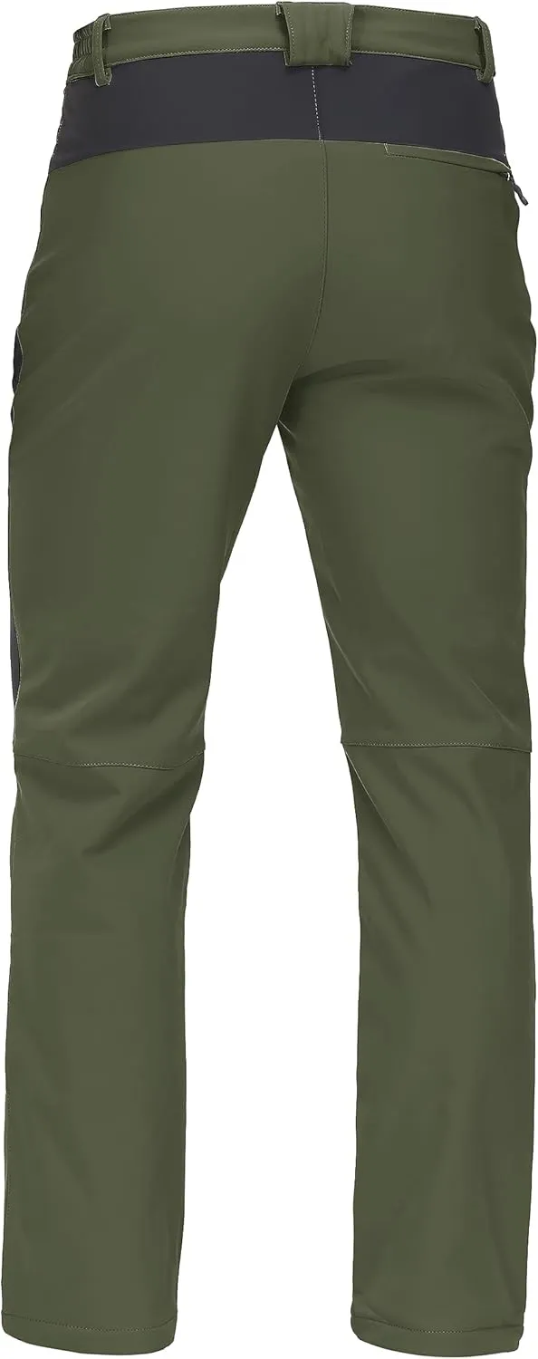 TACVASEN Men's Skiing Snow Pants Fleece Lined Waterproof Winter Insulated Hiking Pant for Outdoor Work Hunting Cargo
